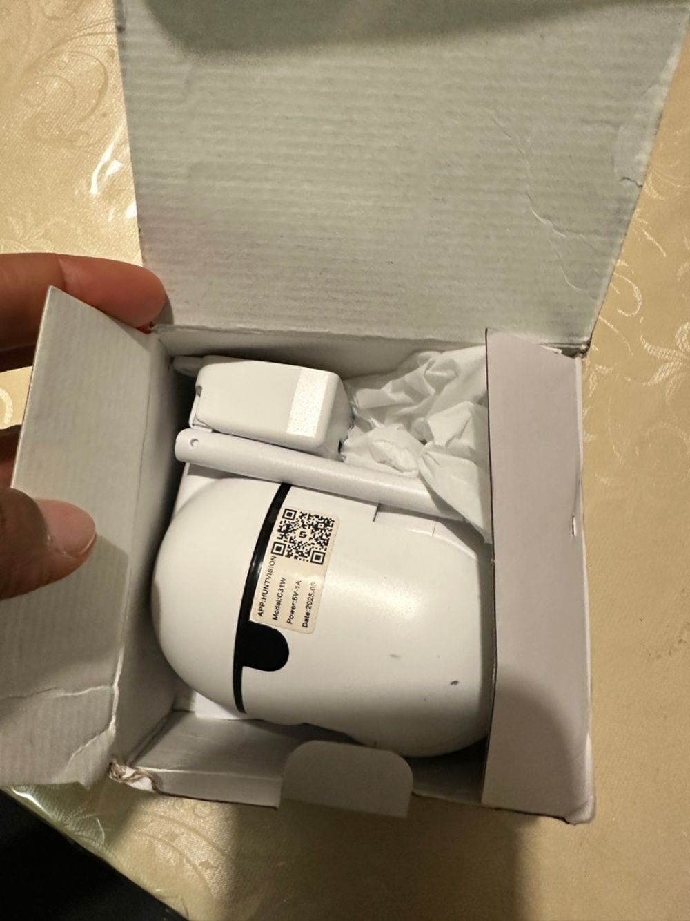 White WiFi Security Camera with Antenna